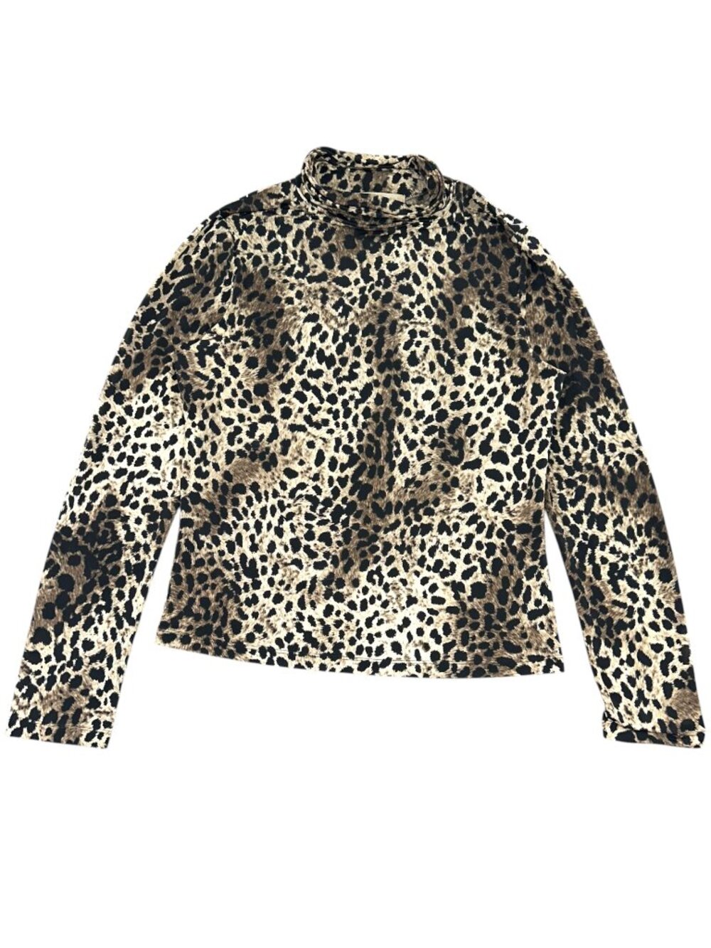 Vintage 90s Compliments Leopard Print Mock Neck Top